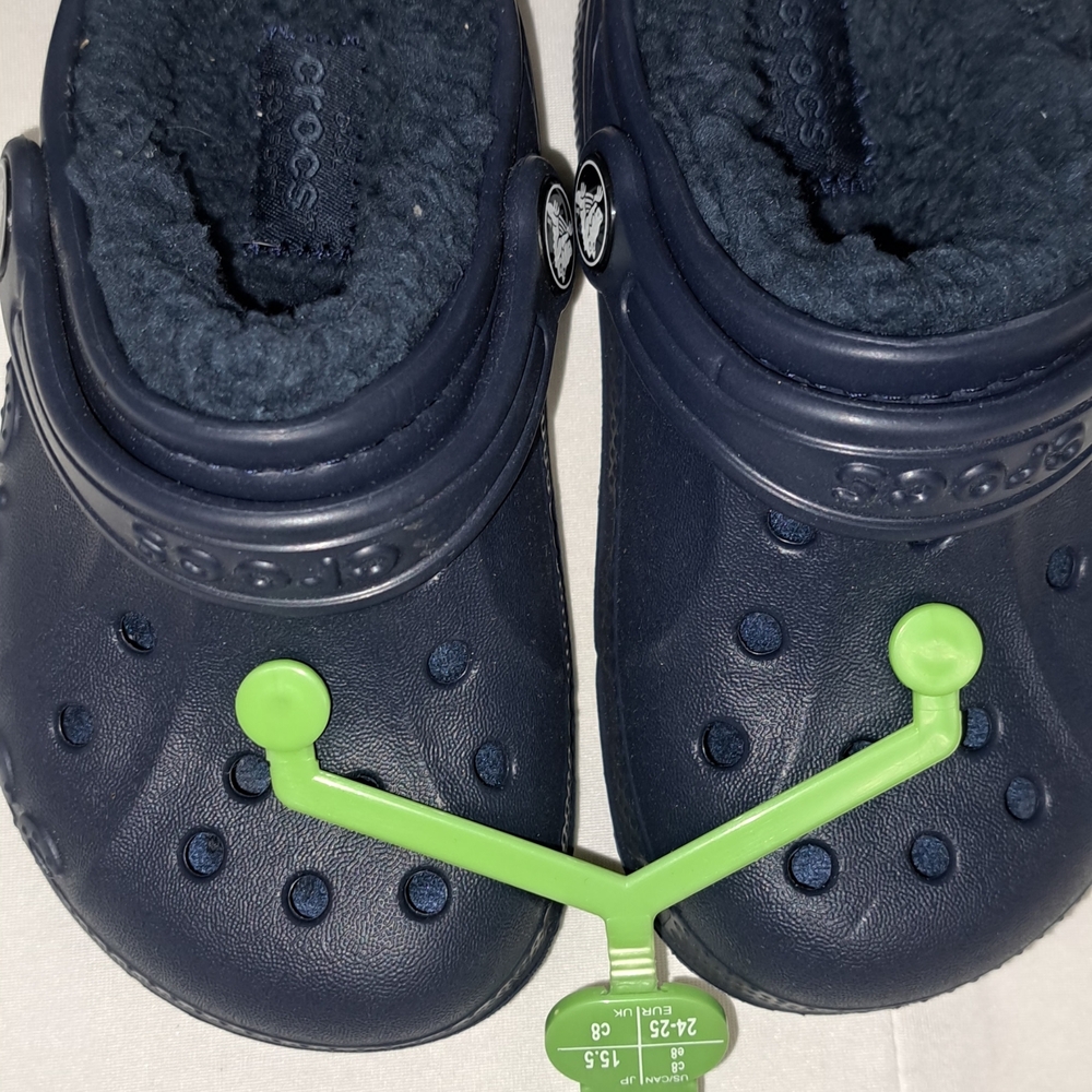 CROCS Kids Dark Blue Fuzzy Lined Clogs